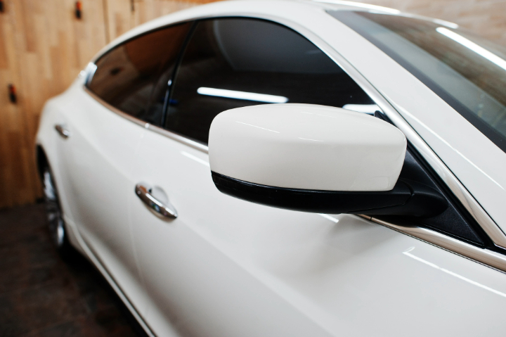 White New Luxury Sport Car With Full Window Tint